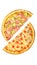 Pizza, two halves isolated on a white background. Versus concept. Appetizing pizza