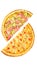 Pizza, two halves isolated on a white background. Versus concept. Appetizing pizza