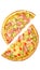 Pizza, two halves isolated on a white background. Versus concept. Appetizing pizza