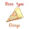 Pizza types, Chicago isolated on white hand painted watercolor illustration with inscription