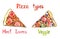 Pizza types, Meat lovers isolated on white hand painted watercolor illustration