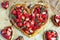 Pizza Valentine& x27;s Day, sweet dessert with chocolate and strawberries, with caramel sauce and chocolate. Step by step