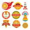 Pizza - vector badges set. Pizza - vector labels collection.