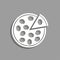 Pizza. Vector white icon. Conditional vector image