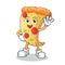 Pizza waving mascot vector cartoon illustration