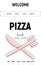 Pizza web site with menu line, fork and knife minimal style on white background