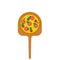 Pizza on a wooden shovel for a stove, traditional Italian recipe for pizzeria. Fastfood banner blank mockup on the white
