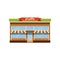 Pizzeria cafe, small store shop facade vector Illustration