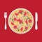 Pizzeria concept. Pizza in plate