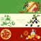 Pizzeria cooking pizza italian cuisine ingredients banners