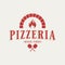 Pizzeria logo with oven shovel. Wood fired pizza