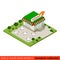 Pizzeria pizza restaurant flat 3d isometric building