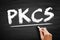 PKCS - Public Key Cryptography Standards acronym, technology concept on blackboard