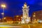 Placa Espanya in Barcelona at night, Spain