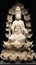 Place Guanyin on a lotus throne on black background generative AI