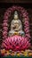 Place Guanyin on a pink lotus throne generative AI
