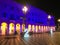 Place Massena with winter decorations at night, Nice, South of France