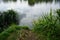 A place for relaxation and fishing at Lake Wuhlesee in September. Berlin, Germany