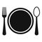 Place setting with plate,spoon and fork icon