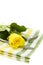 Place setting with yellow rose