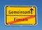 Place sign together / lonely in german