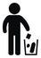 Place for waste, black figure and trash can, vector icon