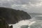 Place where the sea meets the land. High cliffs. Big waves and gusty winds. Cabo da Roca - rainy day.