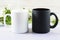 Placeit-White and black mug mockup with spring apple blossom