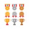 Places. Gold, silver, bronze medal,trophy