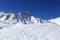 Plagne Centre, Winter landscape in the ski resort of La Plagne, France