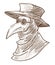 Plague doctor mask Medieval death symbol isolated sketch