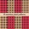 Plaid and Buffalo Check Patterns. Red, Black, Beige Plaid, Tartan and Gingham Patterns