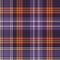 Plaid pattern for autumn winter in purple, orange, yellow. Seamless large asymmetric tartan check plaid for flannel shirt, blanket