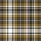 Plaid pattern in black and gold for menswear shirt design. Seamless herringbone textured dark contrast Scottish tartan check plaid