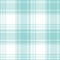 Plaid pattern in cyan and white for spring summer. Seamless asymmetric light pastel tartan check plaid graphic for flannel shirt.