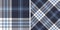 Plaid pattern graphic in blue and white. Seamless herringbone textured Scottish tartan check plai.