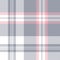 Plaid pattern in grey, pink, white. Vector seamless herringbone large simple tartan check graphic for flannel shirt, throw, scarf.