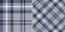 Plaid pattern herringbone in navy blue, grey, white. Seamless classic spring autumn winter tartan check vector for flannel shirt,