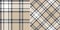 Plaid pattern herringbone print in grey, beige, white. Seamless classic spring autumn winter Scottish tartan vector for scarf.