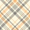 Plaid pattern seamless tartan in grey, orange, yellow, beige. Asymmetric herringbone light plaid vector for womenswear scarf.