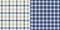 Plaid pattern set tattersall in blue, green, orange, off white. Seamless windowpane tartan checks for shirt, dress, skirt.