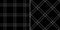 Plaid pattern with thin double line in black and white for minimal dress, jacket, scarf, trousers, skirt. Seamless classic plaid.