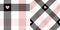 Plaid pattern for Valentines Day with love hearts in powder pink, black, white. Seamless tartan check set for scarf, pyjamas, blan