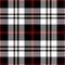 Plaid pattern vector in black, red, white. Seamless classic simple textured tartan check for flannel shirt, tablecloth.