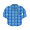 Plaid shirt clothes blue isolated on white background, clothes pattern plaid blue flat simple, clip art of clothing chequered long