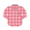 Plaid shirt clothes red isolated on white background, clothes pattern plaid pink flat simple, clip art of clothing chequered long