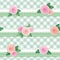 Plaid textile seamless pattern background, decorated with lace and roses. Girly. Vector