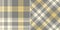 Plaid vector pattern herringbone in grey, yellow, off white. Seamless large simple tartan graphic for flannel shirt, scarf, duvet.