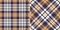 Plaid vector pattern set in brown, orange, yellow, white. Dark autumn winter herringbone tartan graphic for flannel shirt, skirt.