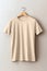 Plain beige tshirt mockup design, front view. Generative AI.